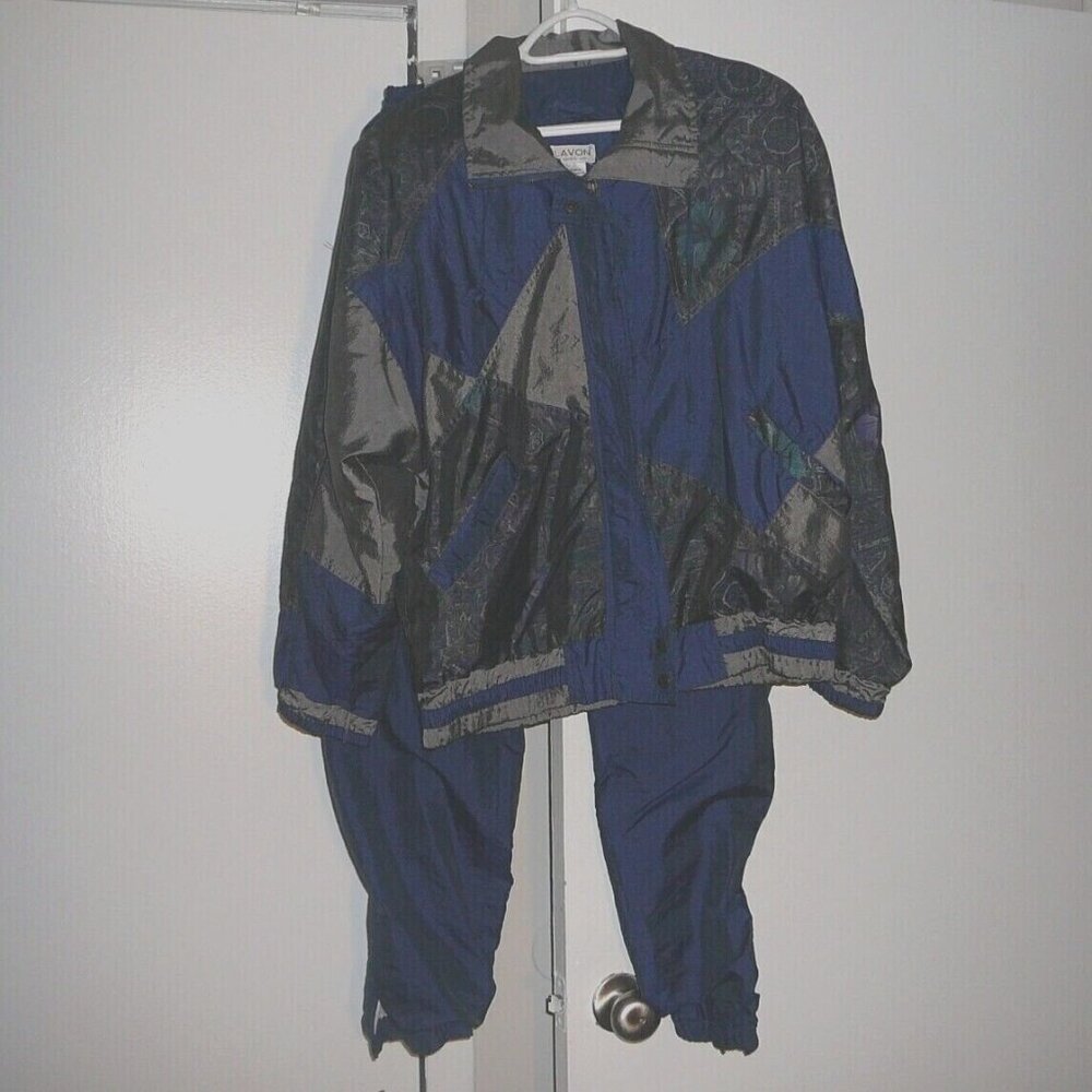 Vintage Womans 2PC 90s Floral Metallic Jogging Suit Medium by Lavon
